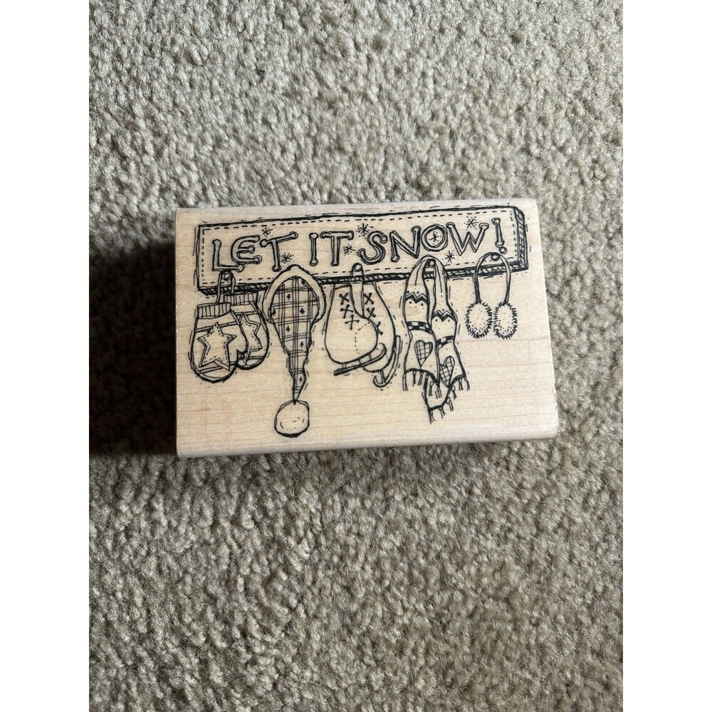 Large Let It Snow Wood Mounted Rubber Stamp